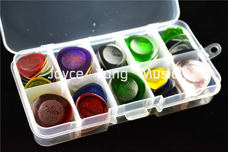 Alice 40pcs Water Drop Heavy Durable Clear Jazz Guitar Picks Box Electric Guitar Bass Picks Large&Small 1.0mm/2.0mm/3.0mm
