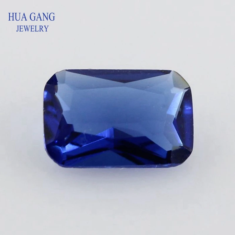 Glass Beads Blue Color Octangle Shape  Cut Loose Synthetic Gems For Jewelry Size 3x5~13x18m