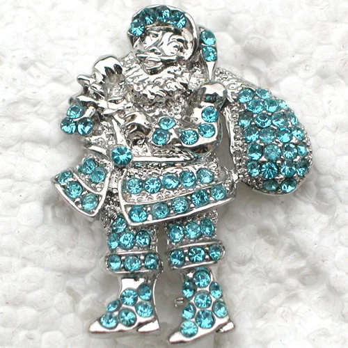 60pcs/lot Mixed Color (Can Notes Color) Wholesale Rhinestone Christmas Santa Claus Pin brooches Christmas Gift C101430