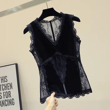 Frauen Blusen Und Shirts 2019 Sommer Koreanische Elegante Ärmellose Spitze Blume Hemd Damen Tops Weibliche Kleidung Tank Casual Tops