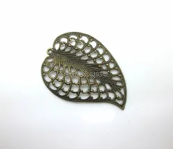 Free shipping-30Pcs Antique Bronze Filigree Leaf Pendants/ Connectors Metal Crafts Gift Decoration DIY Findings 5.5x4cm J0590