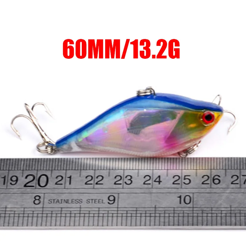 Señuelo de Pesca con vibración, 60mm, 13g, cebo duro que se hunde, reflejo láser, Fondo de lubina, Crankbait, Wobbler, aparejos de Pesca