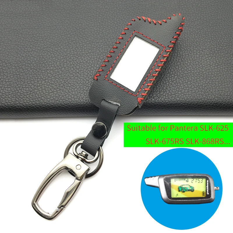 100% Leather Key Case for Pantera Car Alarm SLK-675RS SLK-868RS SLK-450SC SLK-650RS SLK-850RS SLK-468 LCD Remote Cover Shell