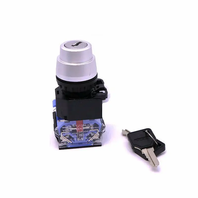 Key Switch 1 NO 1 NC  Electronic Key Lock Switch 2 Position Rotary Switch with Keys LA38-11Y2