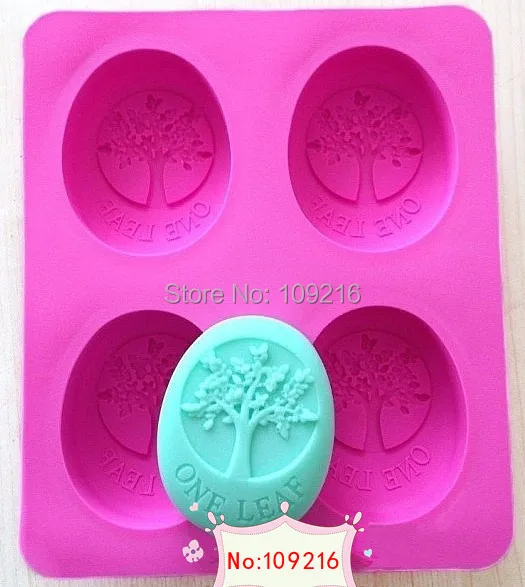 1pcs Four-Holes Oval ONE LEAF (xj456) Silicone Handmade Soap/Cake Mold Crafts DIY Mold