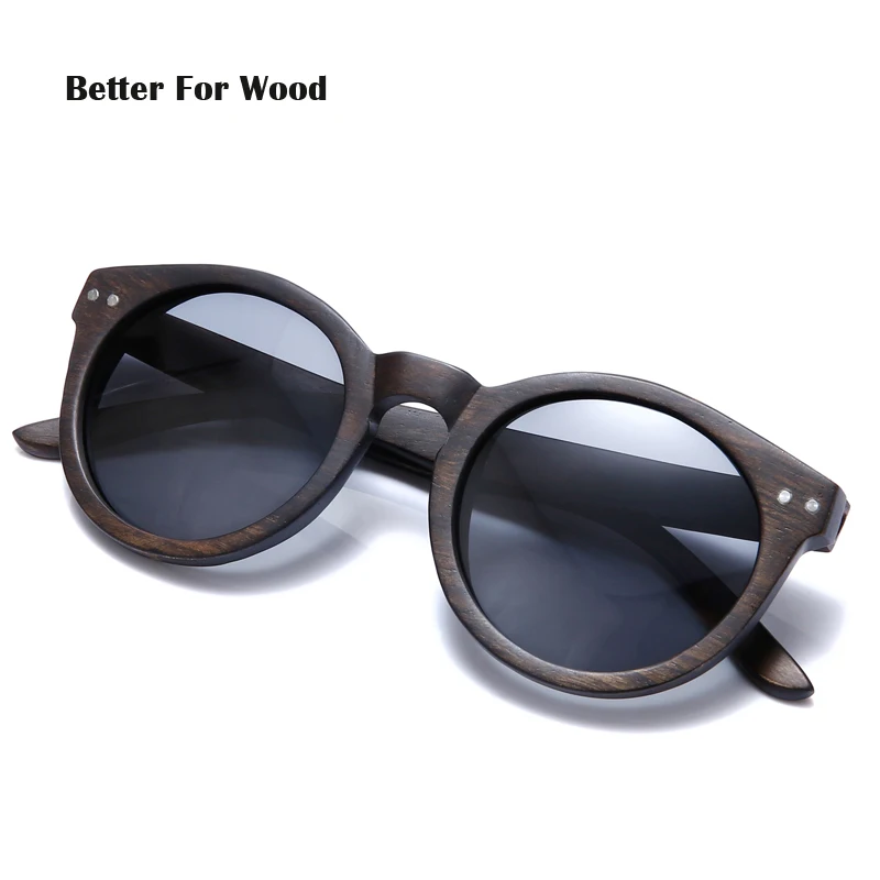 Hot Selling Summer Unisex Cateye Vintage Round Wood Sunglasses Women Polarized Lens Wooden Sun Glasses