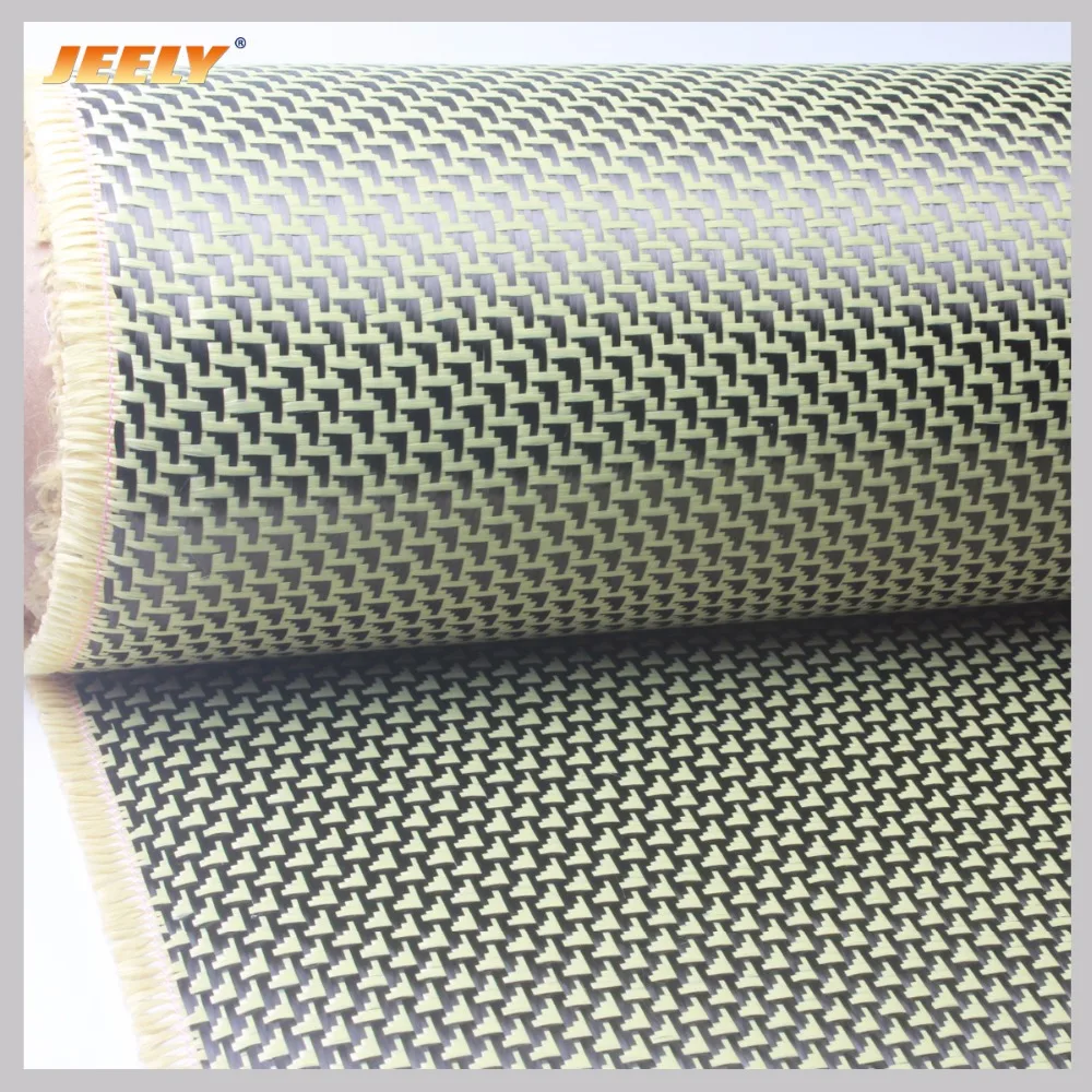 Jeely 260g/m2 Aramid 1500D Carbon 3K Fiber Hybrid Woven Fabric Plane Pattern 1m Width