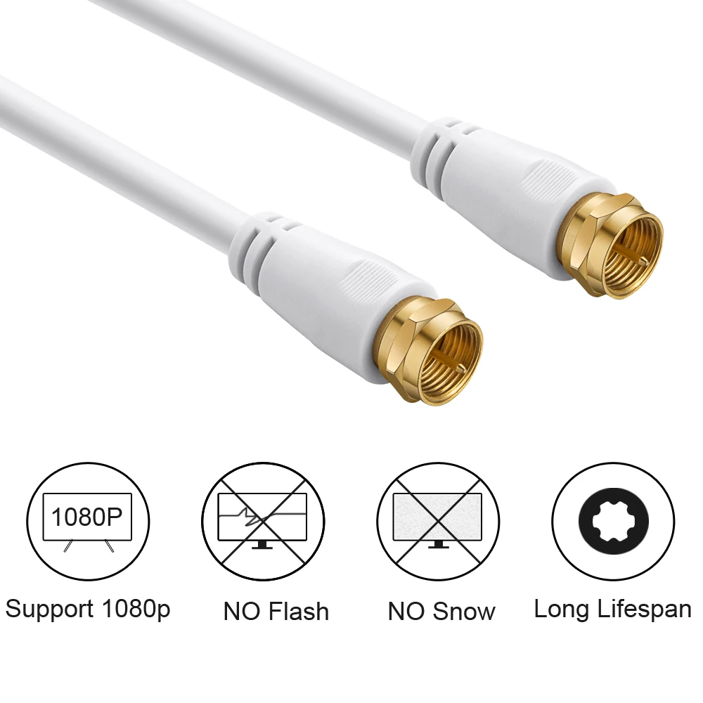 Digizulu F Type Antenna Cable Coaxial Cord for TV Fly Lead Aerial Male to Male  RF Cord for Satellite CCTV HDTV