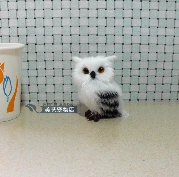 mini cute simulation right owl toy lifelike white owl doll about 7x5x9cm