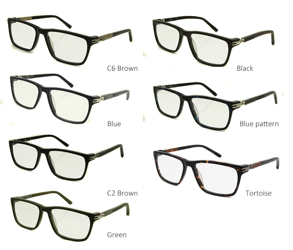 ESNBIE Wood Glass Frame Women's Eyeglasses Frame 360 Spring Hinge Men Optical Glasses Frames Square Spectacles Vintage Eyewear