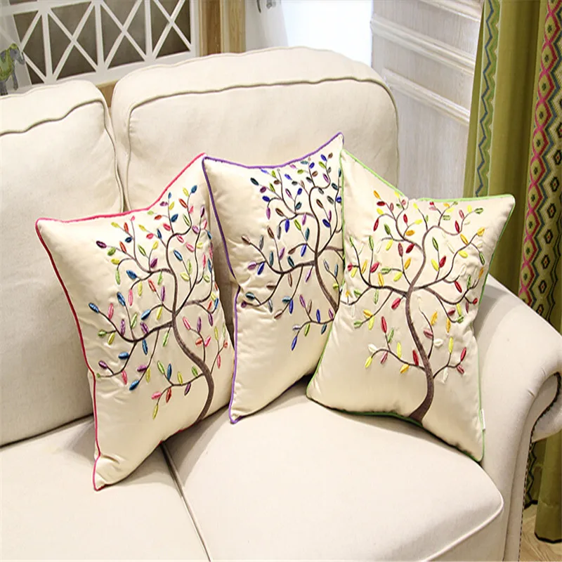 Free Shipping Elegance Flowers Throw Pillow With Inner 45x45CM Leaves 18Inch Embroidery Cushion Car Sofa Decorate Bloster