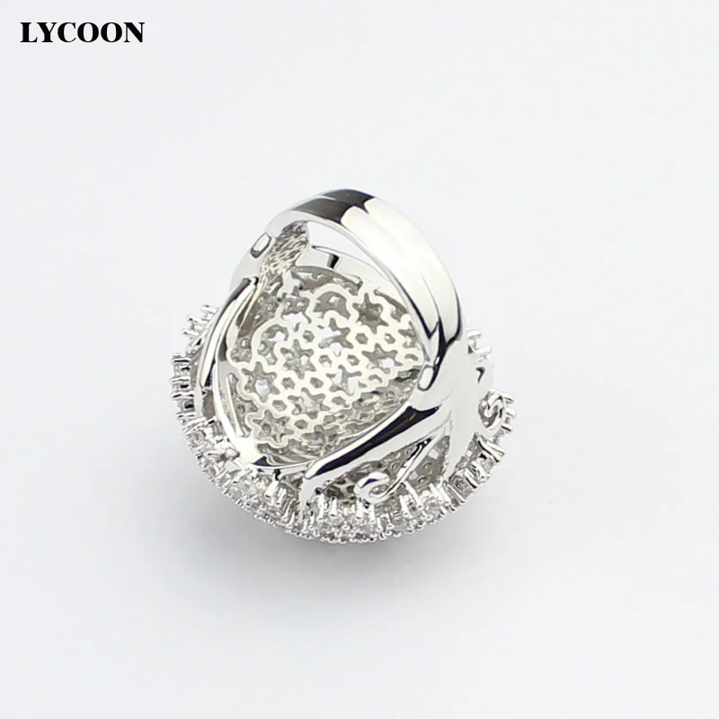 LYCOON Hot sale white Austrian CZ Crystal elegant Engagement Rings silver plated luxury cubic Zirconia prong setting women ring