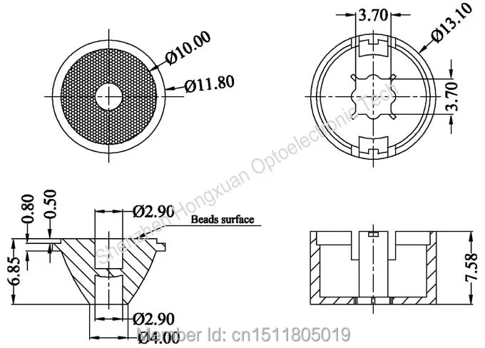 30degree -diameter 13.1mm-CREE XPG|XBD|XTE|XPE,Seoul Z5P,Luxeon T Mini Led Lens(HX-12-30L)