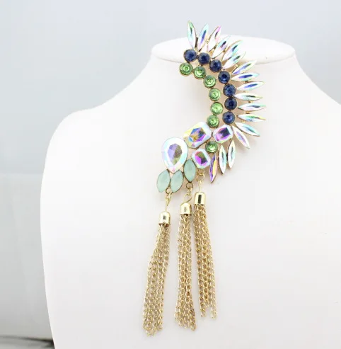 KMVEXO New Ear Type 2019 Luxury Punk Cool Crystal Gem Gold Color Earring Earcuff Vintage Earrings Clip On Earrings For Women