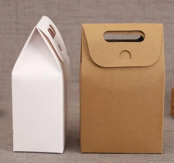 wholesale Hot Natural Kraft Paper bags Party Gift Packing Box Sweets Cookie Candy Nuts bag DIY Gift Packing Box  High Quality