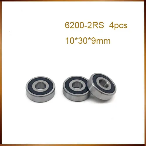 Free shipping 4PCS 6200-2RS  10X30X9mm ABEC deep groove ball Bearings/Bike Bearings 6200 RS bicycle Bearing