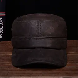 HL086 New Brand New Winter Warm Russian Real Leather Caps Hats Genuine Leather Baseball Caps