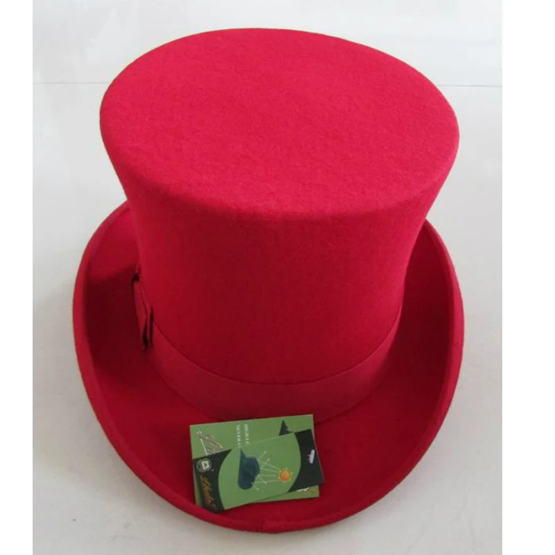LIHUA Women Party Fashion Wool Tophats Men\'s Flat Top Hats 100% Wool Derby Hat Felt 18cm/7inch Bowler Hat Magic Hat