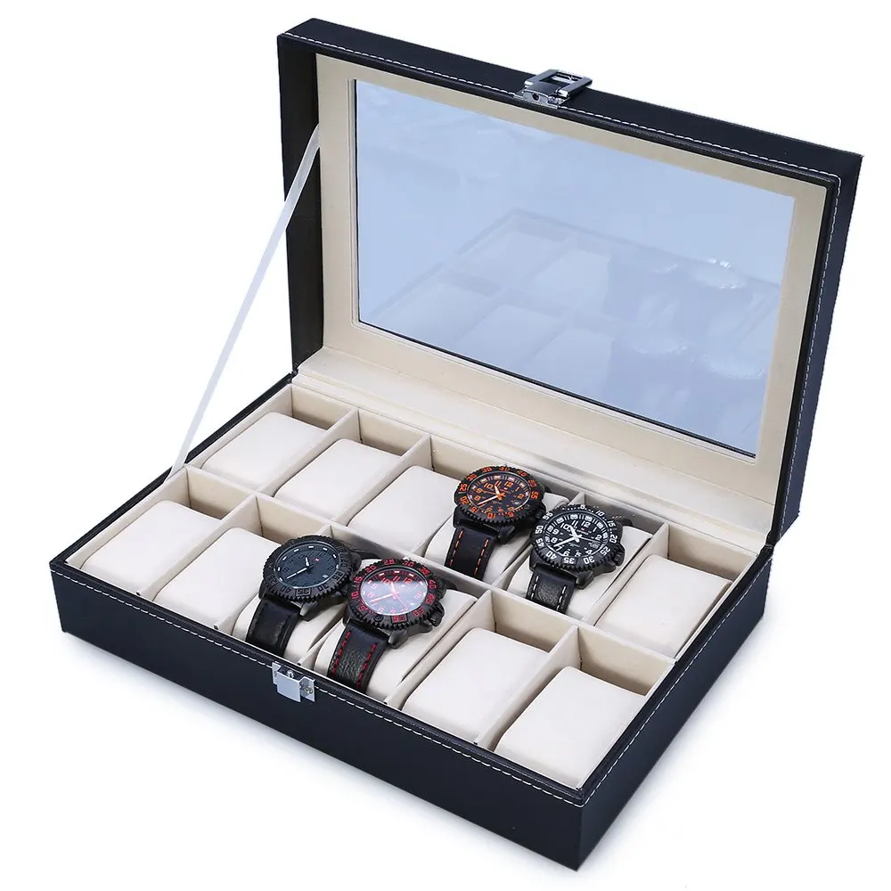 

New Fashion 12 Gids Leather Watch Box Jewelry Dispay Box Watches Case Jewelry Storage Organized cajas para relojes