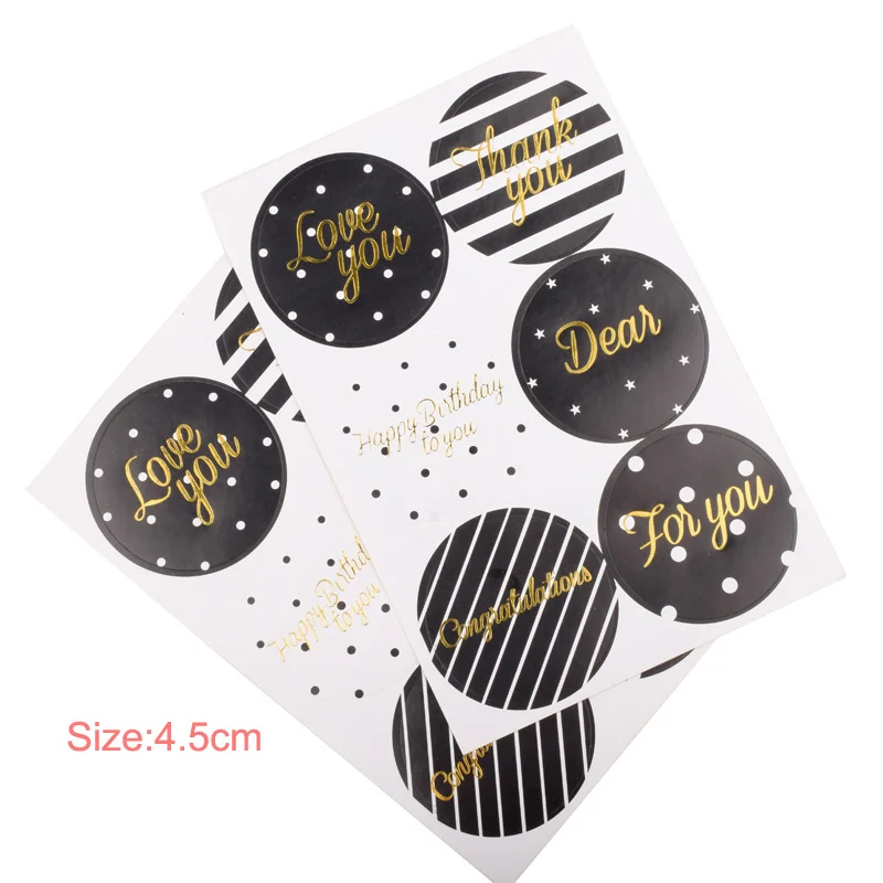 60pcs/lot Simple Classic Blessing words Gilding style Adhesive Baking Seal Sticker For Party Favor Gift Bag Candy Box Decor