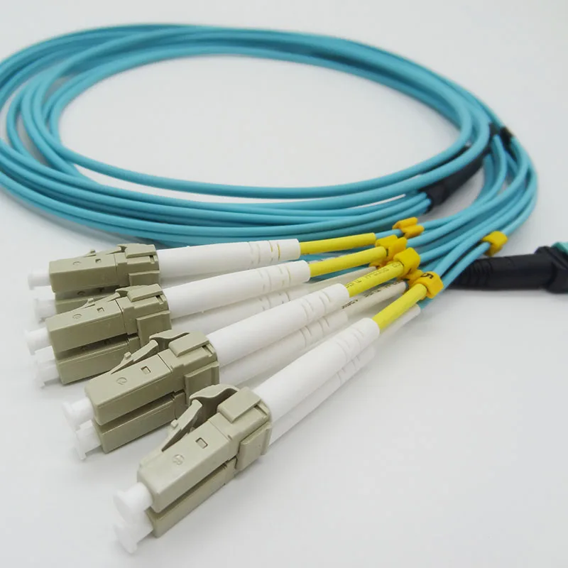 

5 Meters Female MPO/MTP -LC OM3 8 Strands 8 Core LC Multi-mode Fiber Optical Cable for QSFP+SR Module AQUA Type-B 50/125um