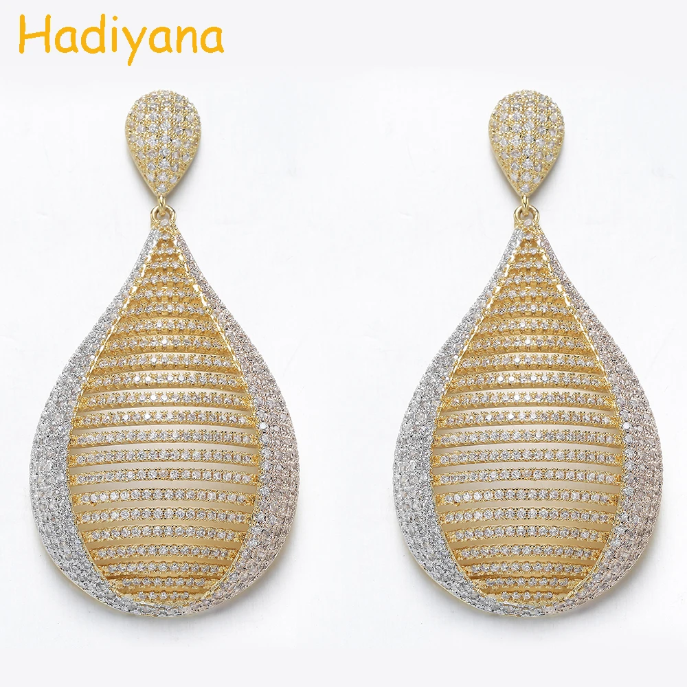 Hadiyana Multi Color Plated Cubic Zircon Accessories Earrings For Woman Fashion Wedding Party Engagement Jewelry Earrings EH916