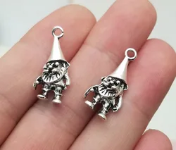 25pcs/lot--22x11mm Antique Silver Plated 3D Dwarfs Charms Christmas Pendants For DIY Supplies Jewelry Making Finding Accessories