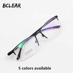 BCLEAR New Arrival optical frame semi-rimless Prescription glasses alloy half frame eyeglasses business men spectacle frame