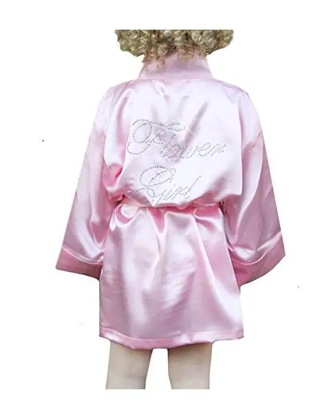 Fashion Kid Flower Girl Wedding Party Mini Bride Bridal Satin Solid Bath Robe Yukata Rayon Silk Sexy Sleepwear Children Dressin