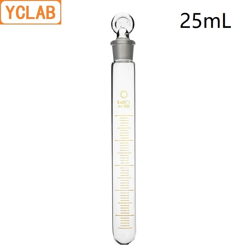 YCLAB 25mL Glass Test Tube with Graduation and Glass Stopper High Temperature Acid Alkali Resistance Laboratory Equipment