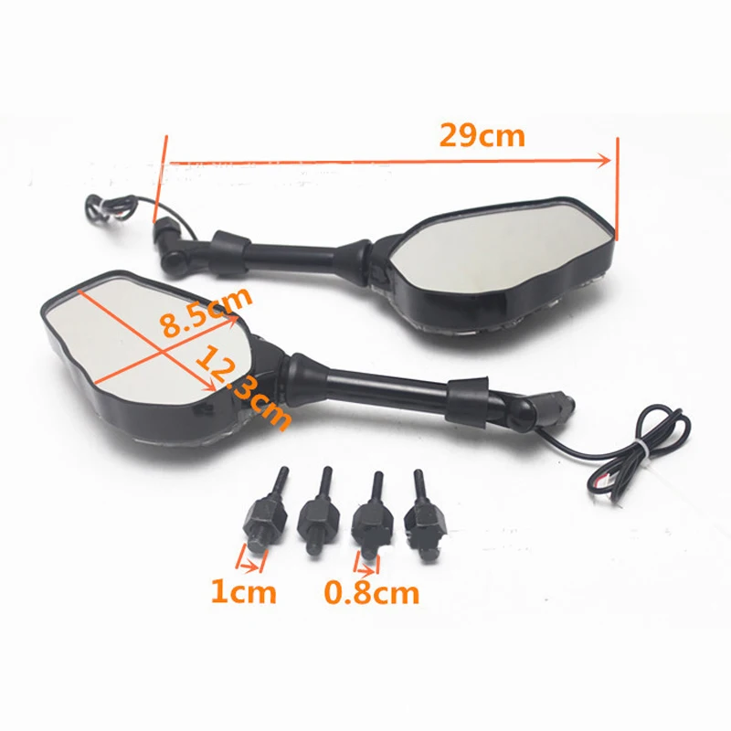 1 Pair Motorcycle Handlebar Skull Hand Pattern Ghost Claw Rearview Side Glass Mirror 10W/ 12V LED light Modified Accessorie