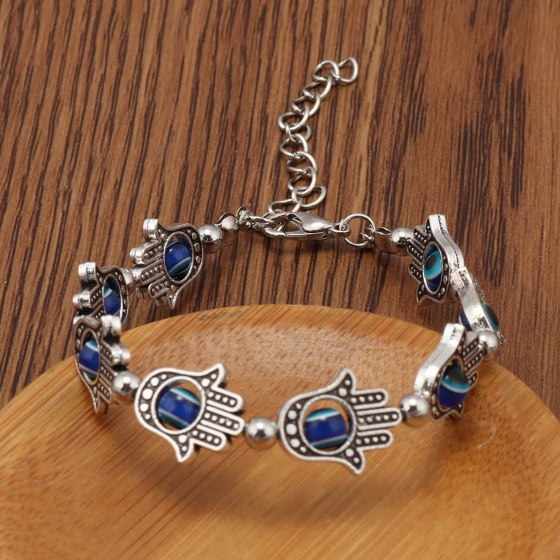 Tenande 2-farbige Vintage-Natursteinperlen, Hamsa-Hand, böser Blick, Armbänder und Armreifen für Frauen, Schmuck, Bohemian-Maxi-Bijoux – Detail 34