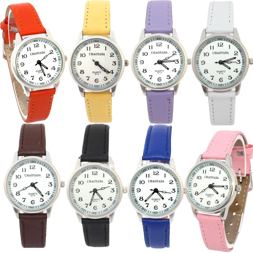 Wholesales! Mixed Color 10pcs Fashion Children's Gift Girl Boy Watches Student Learn Time Quartz Wristwatch U13M10