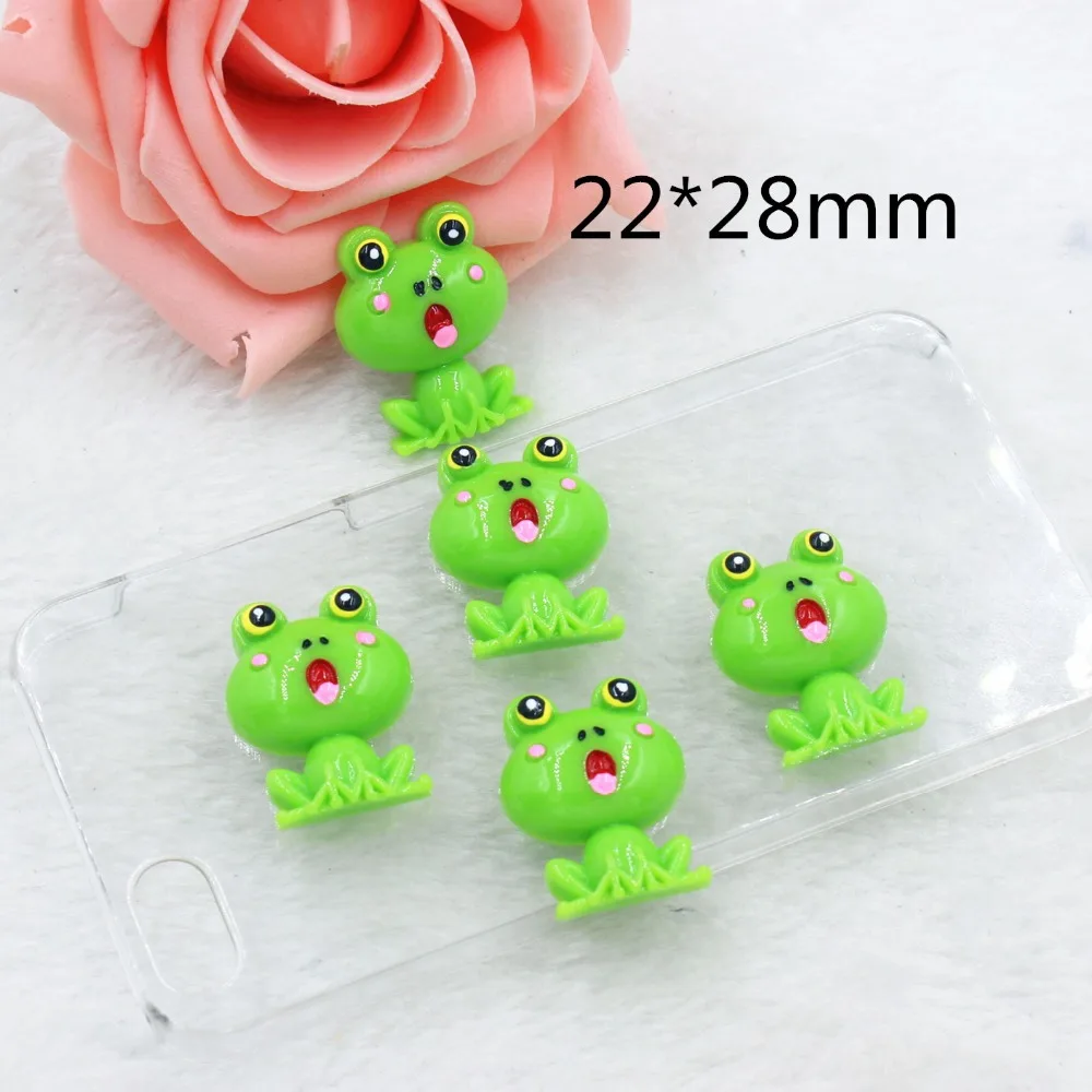 30pcs/lot resin frog in green color  for kids flat back resin cabochons accessories