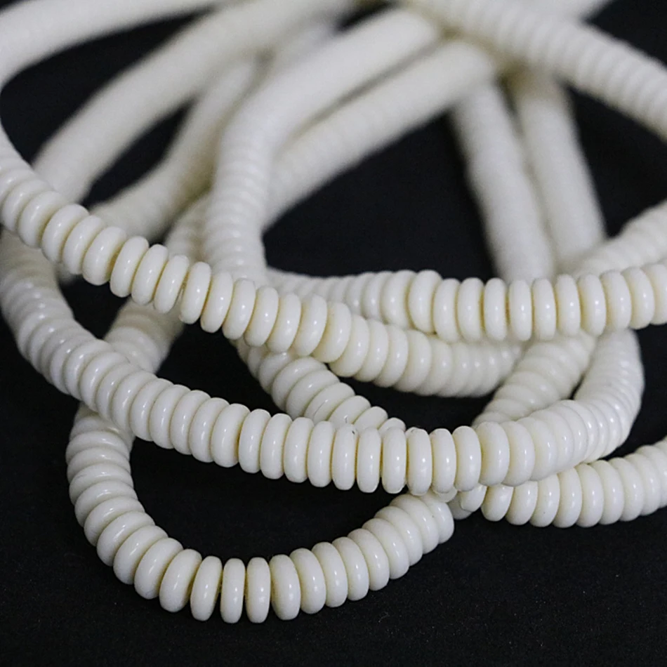 Hot sale white resin beeswax 6X2mm 8X2mm abacus rondelle loose spacers accessories beads for jewelry making 15inch B97