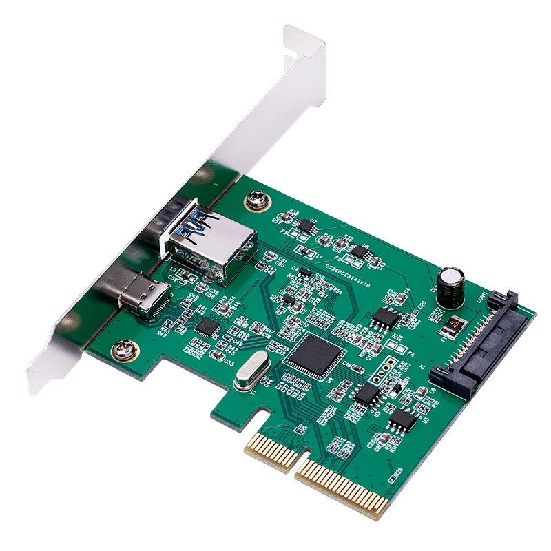 PCIE USB Adapter PCI-E USB 3.1 Gen 2 Type-A + Type-c PCI Express Host Controller Card Raiser Adapter 10Gbps ASM3142 Chips for PC