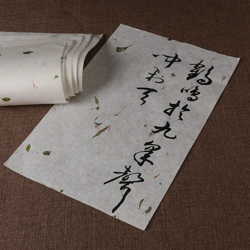 20 sheets Flowers and Plants Rice Paper for Chinese Calligraphy Writing Petals Letter Xuan Paper Artistic Half-Ripe Xuan Paper