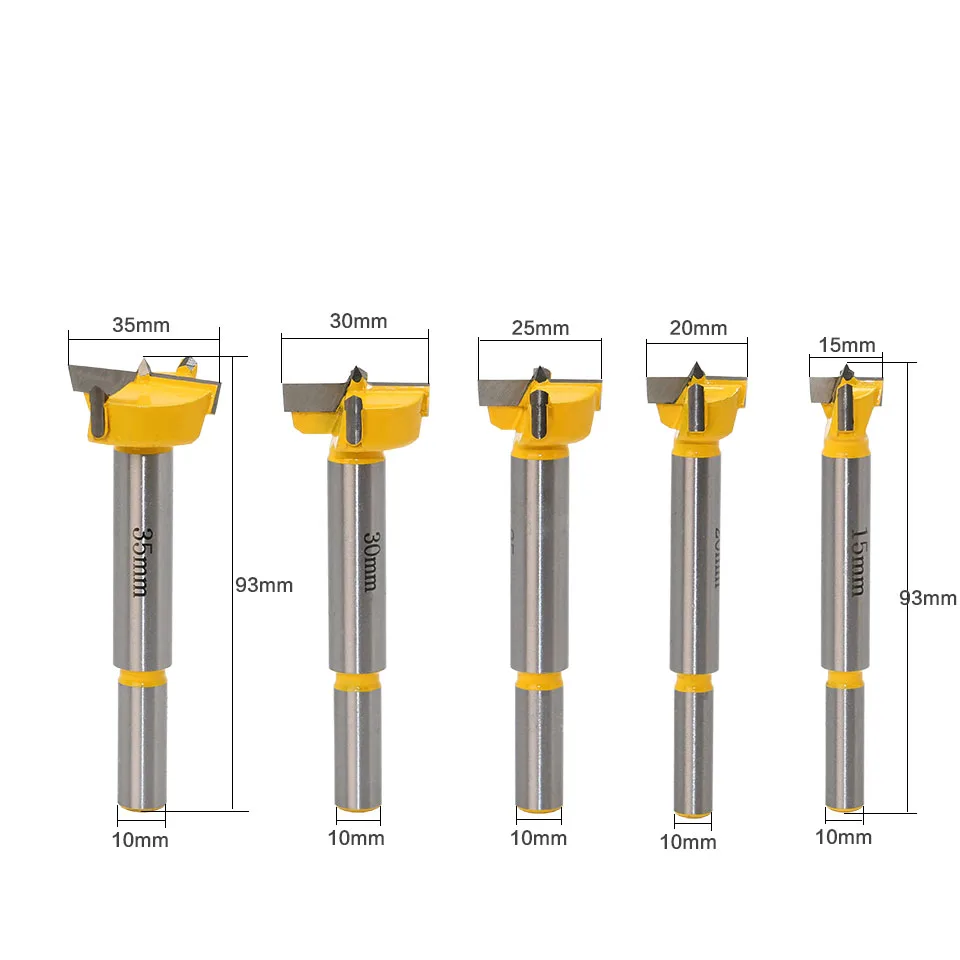 5pc Forstner Tips Hinge Boring Drill Bit Set for Carpentry Wood Window Hole Cutter Auger Wooden Drilling Dia 15 20 25 30 35mm