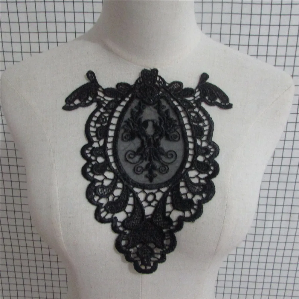 2017 Hot Sale Craft Collar black Floral Lace Applique Trim Decorated DIY Neckline Sewing Dress Decor 1pcs sell YL681