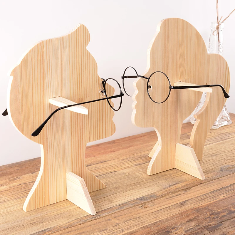 Wood Head Design Stands Eyewear Display Storage Sunglasses Holder Eyeglasses Collections Display Stand Gift For Him Her