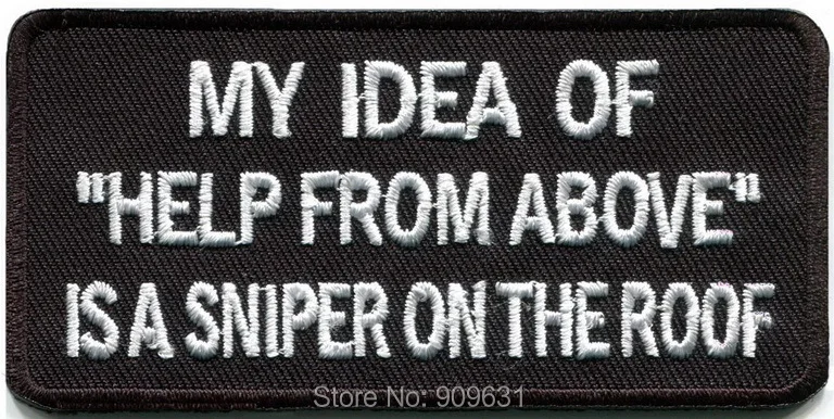 Help From Above sniper funny biker slogan rockabilly applique iron-on patch ~ iron on applique ~ Sew fashion embroidery  patches