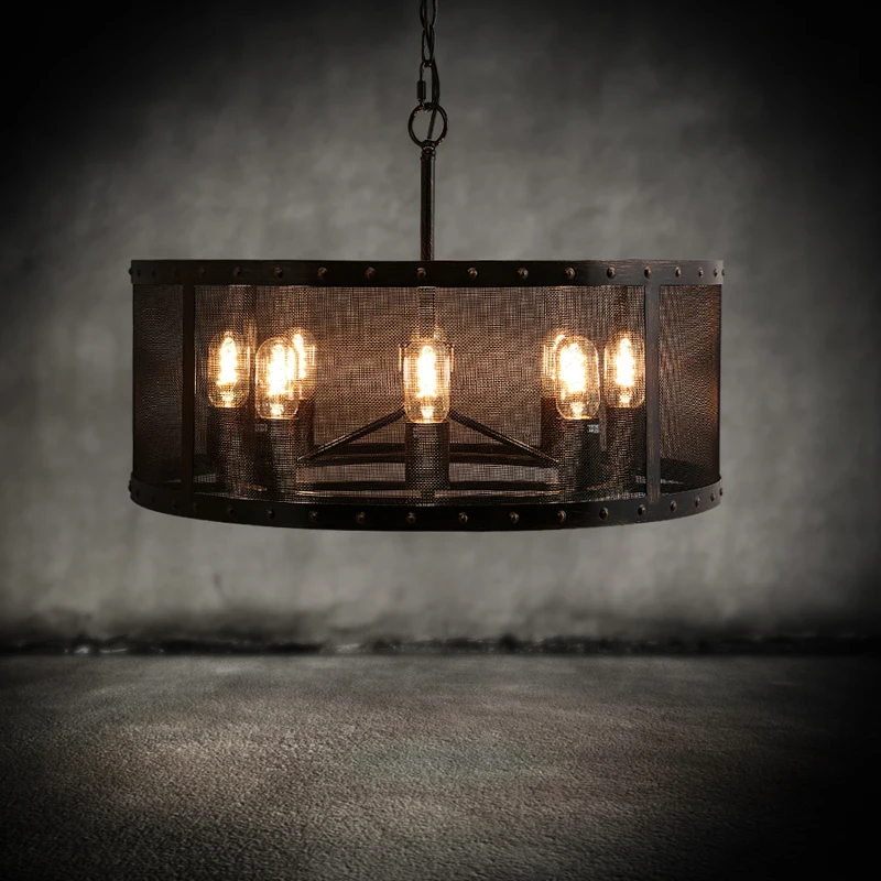 8 Heads LED Hanging Lamp Loft Style Industrial Retro Light Fixtures Cafe Bar Hang Lights  Antique Iron Lampara Home Lighting