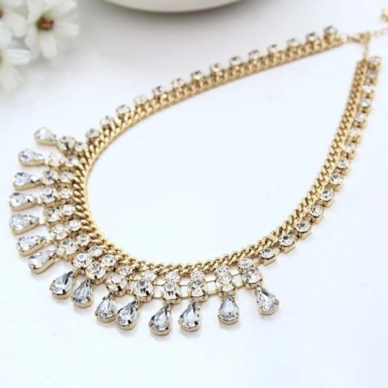 Manual chain water combination rhinestone fashion necklace #N025