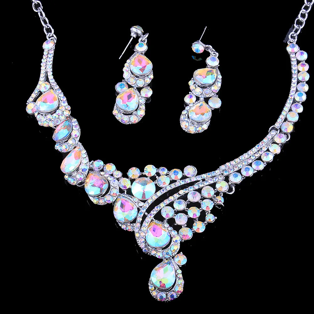 FARLENA Jewelry Multicolor Crystal Rhineatones Necklace Set for Women Wedding & Engagement Accessory Fashion Bridal Jewelry sets