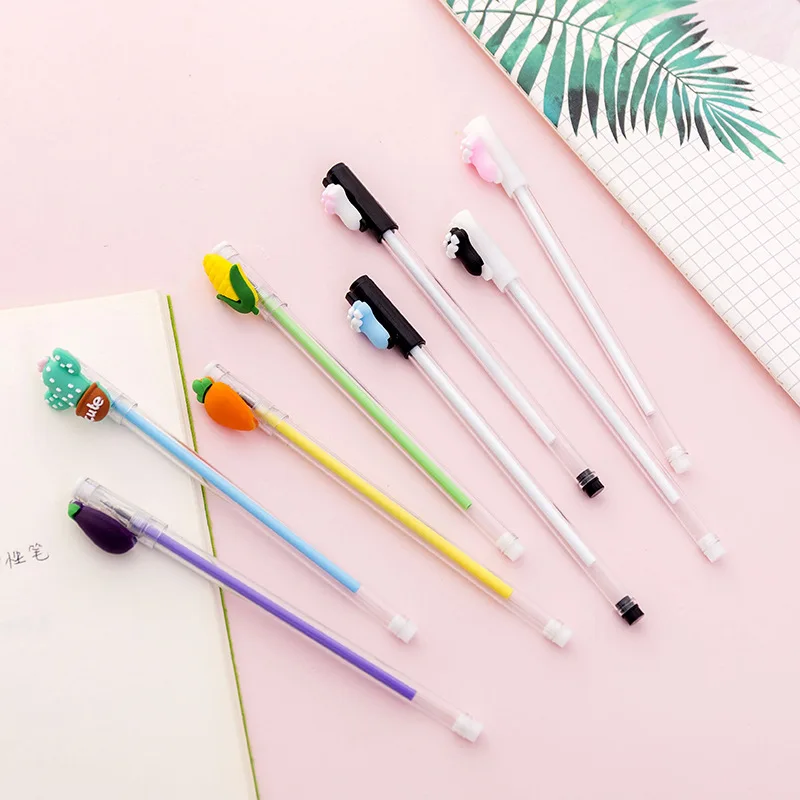 1 Pcs Cute Vegetables Cat Claw Gel Pen School Kawaii Writing Gift Stationery Escolar Student Office Signature Pens Supplies