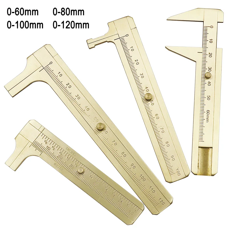 Measure Measurement Tool Pocket 0-180mm Mini Solid Brass Sliding Gauge Double Scale Vernier Caliper Portable Tool