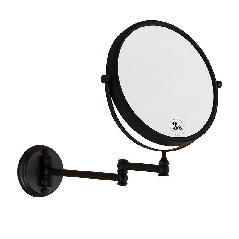 Dressing Mirror Wall Mounted 8 inch Brass 3X/1X Magnifying Mirror Black Oil Folding Makeup Mirror Cosmetic Mirror Lady Gift