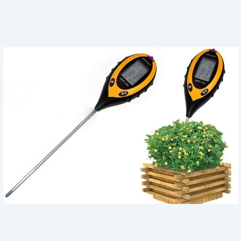 

4in1 Soil Ph Meter 4in1 Plant Flowers Soil Survey Instrument PH Value Temperature Moisture Sunlight Tester With Green Backlit