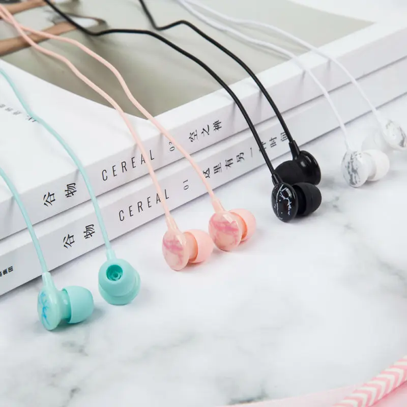 جميل الرخام الكرتون سماعات ستيريو الموسيقى العالمي سدادات الأذن هيئة التصنيع العسكري ل Xiaomi Mp3 الاطفال فتاة هدية