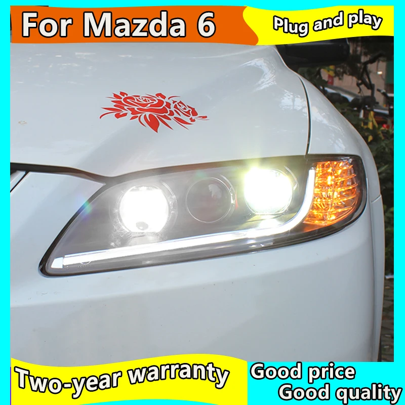 Car Styling for Mazda 6 Headlights 2004-2012 Mazda6 LED Headlight LED DRL Hid Head Lamp Angel Eye Bi Xenon Accessories